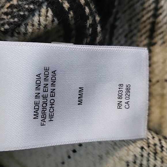 Lucky Brand Black & Cream Plaid Midweight Shacket Coat - Size Medium - Picture 7 of 12